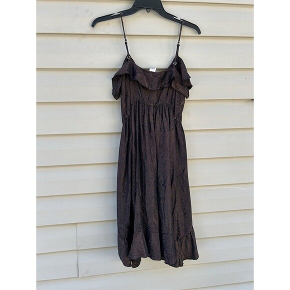 Amadi Anthropologie Women's Bronze Alley Shimmer Ruffle Mini Dress Small - Picture 5 of 8